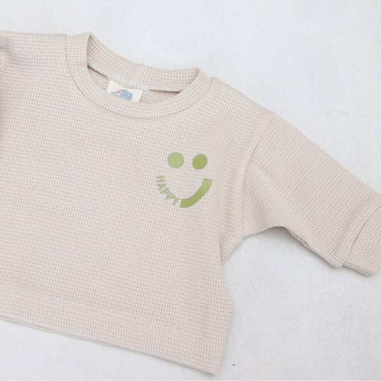 Waffle Sweater "HAPPY"